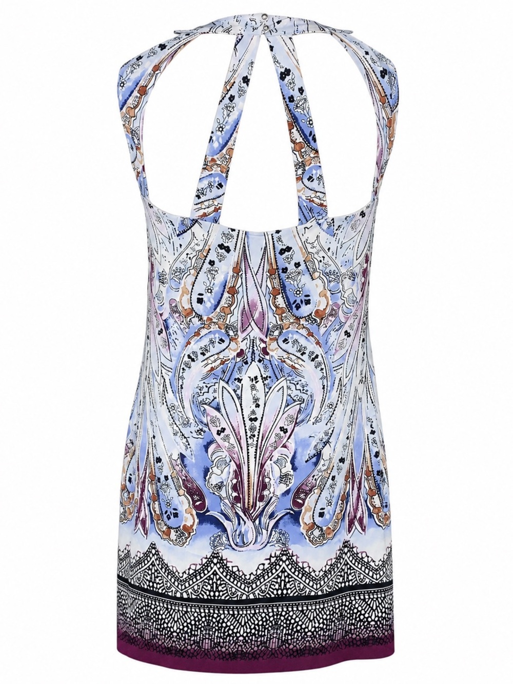 White House Black Market Paisley Print Halter Knit Shift Dress Size Medium M - Picture 5 of 10